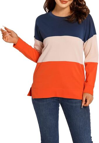 قمصان Underkingo النسائية الكاجوال بأكمام طويلة وبلوزات ذات رقبة مستديرة وألوان متعددة in Kuwait