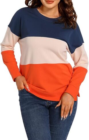 قمصان Underkingo النسائية الكاجوال بأكمام طويلة وبلوزات ذات رقبة مستديرة وألوان متعددة in Kuwait