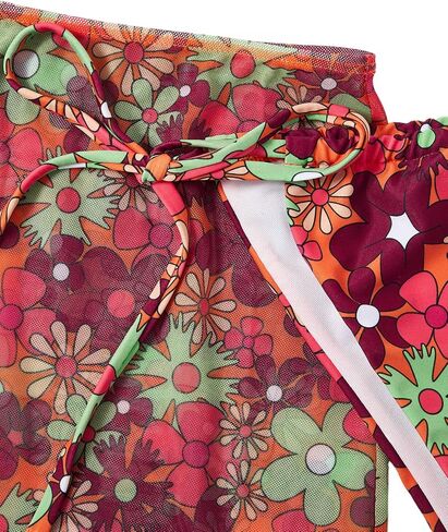 WDIRARA Women's 3 Piece Set Floral Print Drawstring Halter Backless Bikini Set in Saudi Arabia
