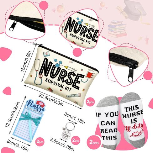 Jiuguva 36 Pcs Nursing Appreciation Gifts Nurses Week Gifts in Bulk Nurse Kit Christmas Gifts for Nurses Notepad for Nurses Socks Nursing Makeup Bags Nursing for Holiday in Saudi Arabia