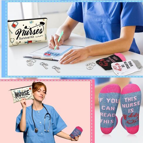 Jiuguva 36 Pcs Nursing Appreciation Gifts Nurses Week Gifts in Bulk Nurse Kit Christmas Gifts for Nurses Notepad for Nurses Socks Nursing Makeup Bags Nursing for Holiday in Saudi Arabia