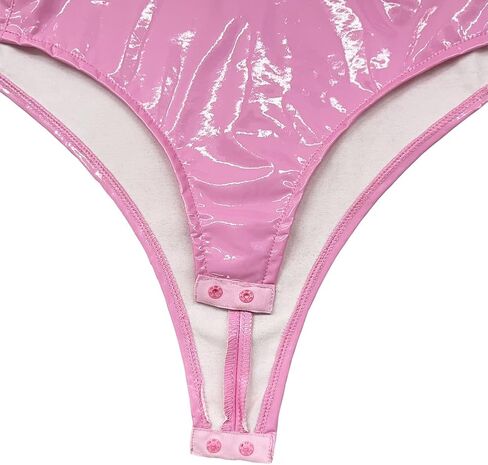 TZMAPU Women's Piece Halter Jumpsuit Faux patent Leather Leotard Bodysuit in Kuwait