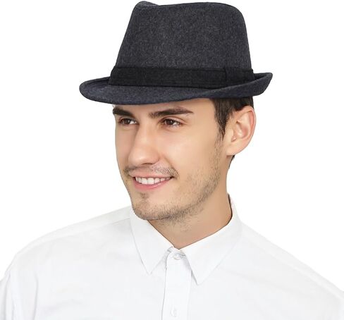 Felt Trilby Fedoras Hat Men Panama Jazz Hat Short Brim Bowler Hat 20s Gatsby Hat in Kuwait