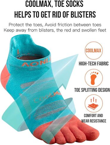 AONIJIE Toe Socks for Men and Women High Performance Athletic Running Five Finger Ankle Socks in Kuwait