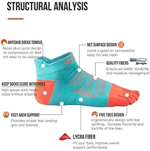 AONIJIE Toe Socks for Men and Women High Performance Athletic Running Five Finger Ankle Socks in Kuwait