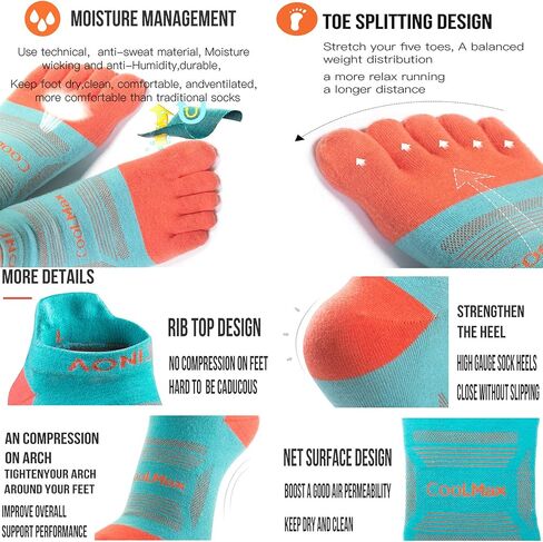 AONIJIE Toe Socks for Men and Women High Performance Athletic Running Five Finger Ankle Socks in Kuwait