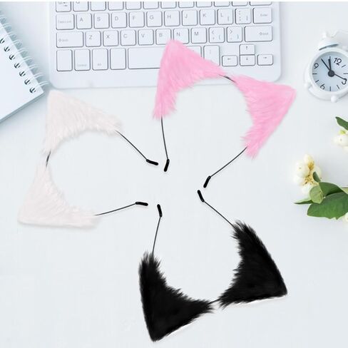 HONGTEYA القط الذئب الثعلب آذان الكلب عقال اليدوية هالوين زي تأثيري الحيوان فروي آذان القوطي اكسسوارات للنساء in Kuwait