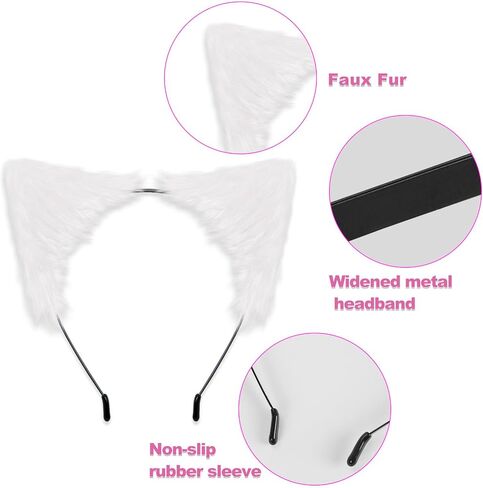 HONGTEYA القط الذئب الثعلب آذان الكلب عقال اليدوية هالوين زي تأثيري الحيوان فروي آذان القوطي اكسسوارات للنساء in Kuwait