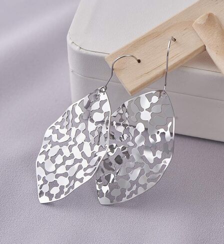 Cyan Birdee Leaf Dangle Earrings for Women Gold-plated Filigree Dropping Lightweight Fashion Jewelry, Mother's Day Gift in Kuwait