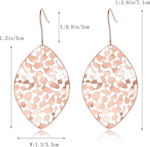 Cyan Birdee Leaf Dangle Earrings for Women Gold-plated Filigree Dropping Lightweight Fashion Jewelry, Mother's Day Gift in Kuwait