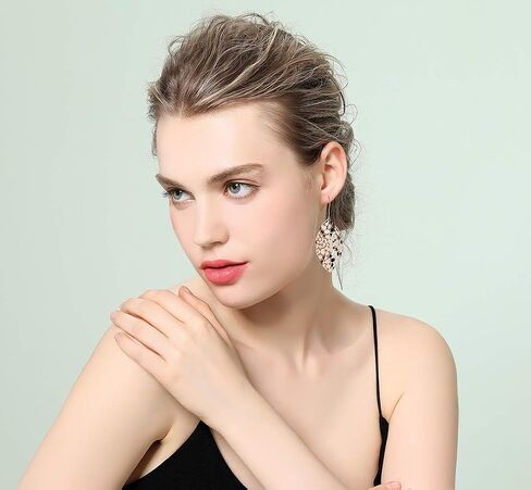 Cyan Birdee Leaf Dangle Earrings for Women Gold-plated Filigree Dropping Lightweight Fashion Jewelry, Mother's Day Gift in Kuwait