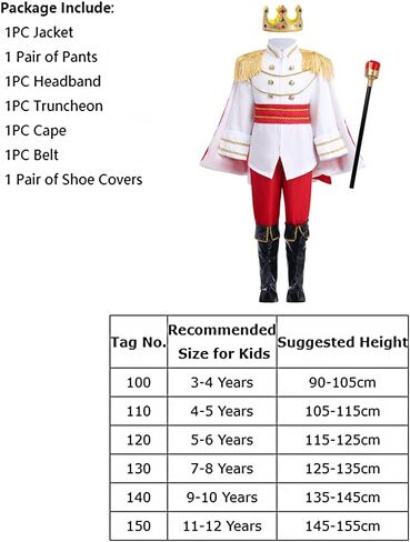 ODIZLI Prince Charming Costume Kids Boys Halloween Carnival Dress Up Fancy Cosplay Suits in Kuwait