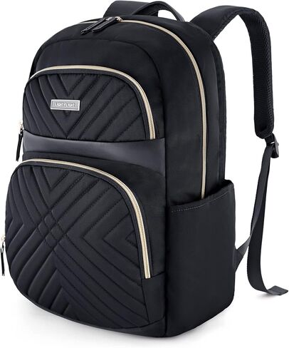 LIGHT FLIGHT Laptop Backpack for Women, Work Backpack Fits 15.6 Inch Computer Bookbags Back Pack with Charging Port Hole for Travel Work Business Hiking College, Black in Kuwait