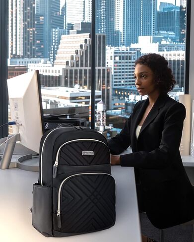 LIGHT FLIGHT Laptop Backpack for Women, Work Backpack Fits 15.6 Inch Computer Bookbags Back Pack with Charging Port Hole for Travel Work Business Hiking College, Black in Kuwait