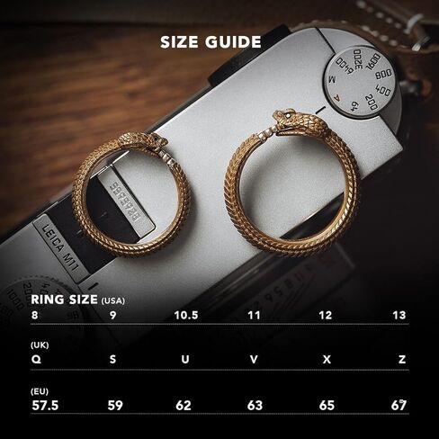 كوبرتيست دبليو يو خاتم نحاسي بتصميم ثعبان من اوروبوروس، مجوهرات جمالية هدية للرجال والنساء in Kuwait