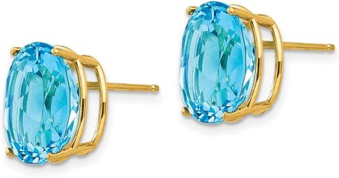 14k Yellow Gold 12x10mm Oval Blue Topaz Earrings 13x10 mm in Saudi Arabia