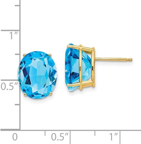 14k Yellow Gold 12x10mm Oval Blue Topaz Earrings 13x10 mm in Saudi Arabia
