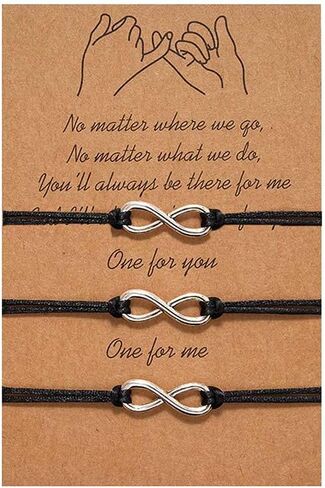 Binami 3 Pcs Pinky Promise Distance Matching Bracelets for Best Friends Couple Family Women Mens in Saudi Arabia