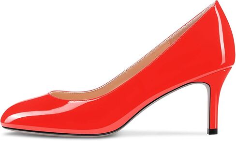 Aachcol Women Round Toe Pumps Stiletto Mid Heel Slip-on Dress Shoes Office 2.5 Inch in Kuwait