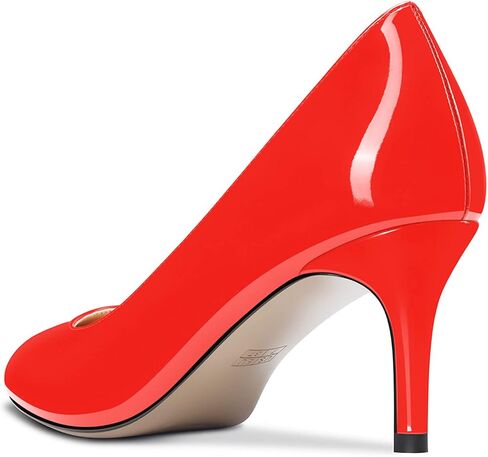 Aachcol Women Round Toe Pumps Stiletto Mid Heel Slip-on Dress Shoes Office 2.5 Inch in Kuwait