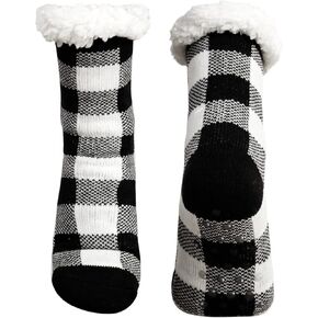 Junely Slipper Socks for Women with Grippers Non Slip Fuzzy Grip Winter Warm Cozy Thick Comfy Soft Fleece Cabin Socks