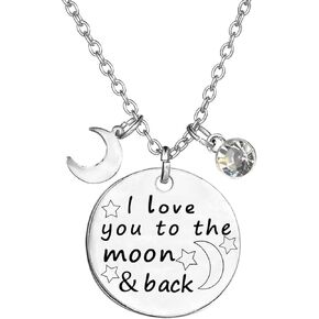 TISDA Birthstone Crystals Necklace,I Love You To The Moon And Back Jewelry Necklace