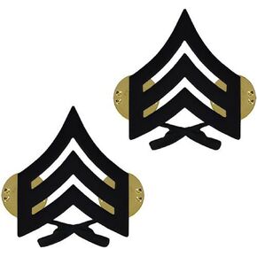Marine Corps Chevron: Sergeant - black metal, solid brass