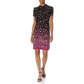 London Times Women's Tie Neck Above The Knee Feminine Office Chic Occasion Crepe Dress in Kuwait