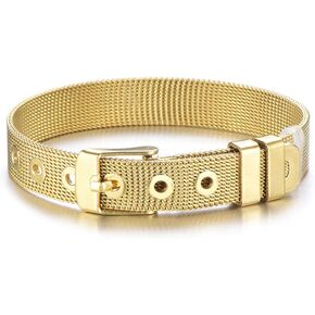 Jaywenlend Men's Women's Adjustable Wrist Band Link Bracelet Belt Buckle 18K Gold Rose Gold High Polished Stainless Steel in Saudi Arabia