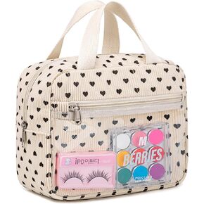 CAMTOP سروال قصير حقيبة مستحضرات تجميل للنساء الفتيات حقائب مستحضرات التجميل السفر أدوات الزينة محفظة سستة الحقيبة (قلب أسود) in Kuwait