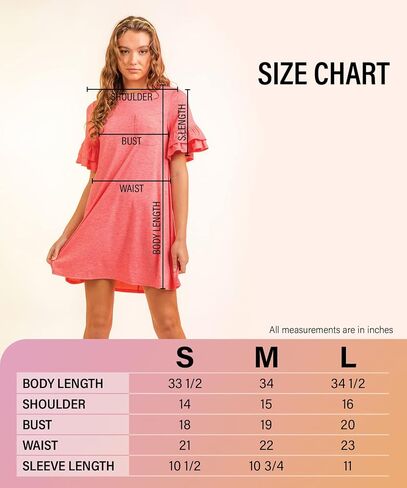 Model House International Women's T Shirts Mini Dress Ruffle Bell Short Sleeve French Terry Casual Loose Fit Chest Pocket in Saudi Arabia