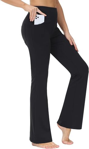 nuveti 29"/31"/33"/35"/37'' High Waist Workout Bootleg Yoga Pants Tummy Control 4 Pocket Workout Yoga Pants Flare Leggings in Saudi Arabia