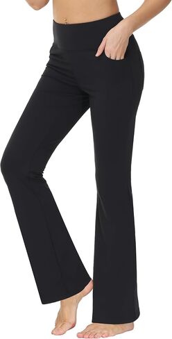 nuveti 29"/31"/33"/35"/37'' High Waist Workout Bootleg Yoga Pants Tummy Control 4 Pocket Workout Yoga Pants Flare Leggings in Saudi Arabia