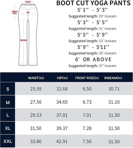 nuveti 29"/31"/33"/35"/37'' High Waist Workout Bootleg Yoga Pants Tummy Control 4 Pocket Workout Yoga Pants Flare Leggings in Saudi Arabia