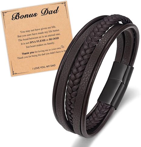 PINKDODO To My Dad Gifts, Leather Bracelet Father's Day Birthday Christmas Gifts for Father Dad Husband New Dad Daddy in Saudi Arabia