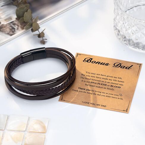 PINKDODO To My Dad Gifts, Leather Bracelet Father's Day Birthday Christmas Gifts for Father Dad Husband New Dad Daddy in Saudi Arabia
