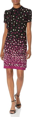 London Times Women's Tie Neck Above The Knee Feminine Office Chic Occasion Crepe Dress in Kuwait