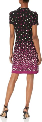 London Times Women's Tie Neck Above The Knee Feminine Office Chic Occasion Crepe Dress in Kuwait