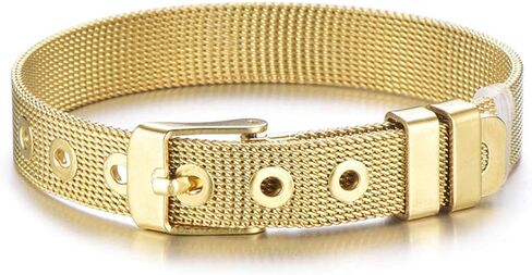 Jaywenlend Men's Women's Adjustable Wrist Band Link Bracelet Belt Buckle 18K Gold Rose Gold High Polished Stainless Steel in Saudi Arabia