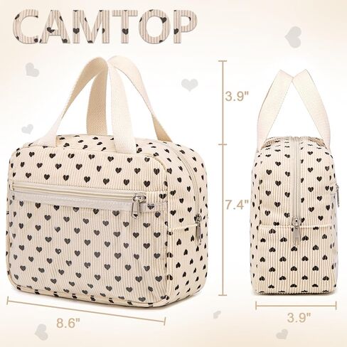 CAMTOP سروال قصير حقيبة مستحضرات تجميل للنساء الفتيات حقائب مستحضرات التجميل السفر أدوات الزينة محفظة سستة الحقيبة (قلب أسود) in Kuwait