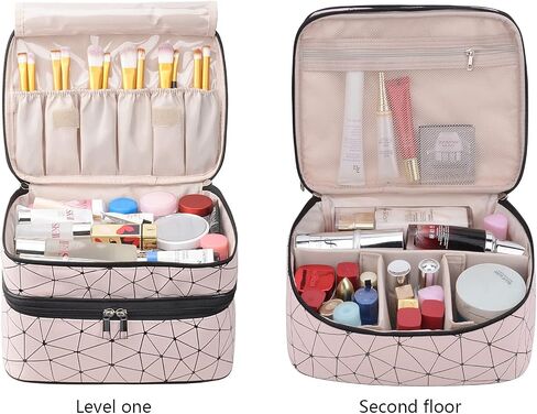 MKPCW makeup bag Double-layer cosmetic bag with brush bag and divider in Saudi Arabia