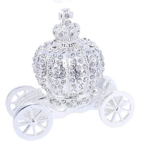 YU FENG Hand Painted Trinket Box Jewelry Holder with Elegant Crystals Collectible Figurine & Decorative Living Room Jewelry Holder (Crown Carriage
