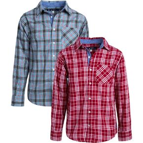 Ben Sherman Boys' Button-Down Shirts - Long Sleeve Cotton Collared Dress Shirt (2 Pack)