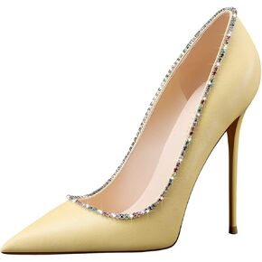 MSONLYDN حذاء بكعب عالٍ من الجلد للنساء حذاء بكعب عالٍ مريح للنساء بمقدمة مدببة للحفلات الراقصة 4.72 بوصة in Kuwait