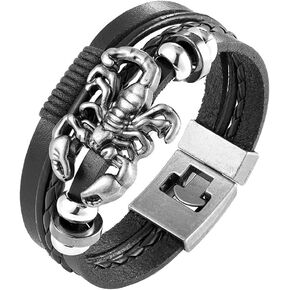 GANGYUN الشرير القوطية روك سبايك برشام العقرب سوار أساور للنساء الرجال قابل للتعديل جلدية واسعة معصمه مجوهرات in Kuwait
