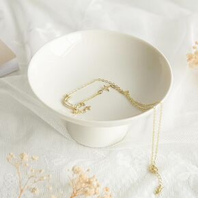 COLLECTIVE HOME - Ceramic Jewelry Tray, Decorative Jewelry Dish, Luxurious Trinket Tray with High Base, Birthday Mother's Day Christmas Gift for Women