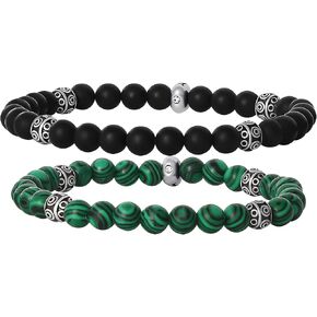 Hurley Mens Beaded Bracelet 2 Pack Official License - Oxidized Brass Men's Bracelets Bracelets for Men in Saudi Arabia
