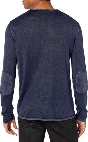 John Varvatos Star USA Men's Long Sleeve Crew Neck in Acid WASH, deep Blue, Small in Kuwait
