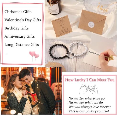 Jeka Lover Promise الأساور، أساور الأزواج، هدايا لطيفة لصديقها من صديقة، علاقات لمسافات طويلة، أساور خرز متطابقة، هدية لذكرى عيد الحب in Kuwait