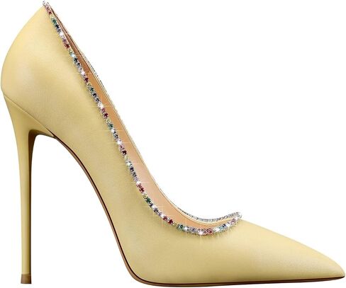 MSONLYDN حذاء بكعب عالٍ من الجلد للنساء حذاء بكعب عالٍ مريح للنساء بمقدمة مدببة للحفلات الراقصة 4.72 بوصة in Kuwait